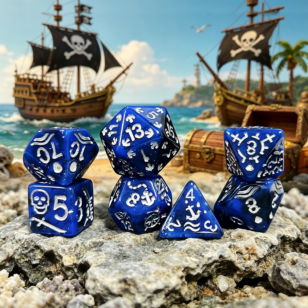Board Game Pirates - 7개/세트 해적 항해 테마 주사위 세트,