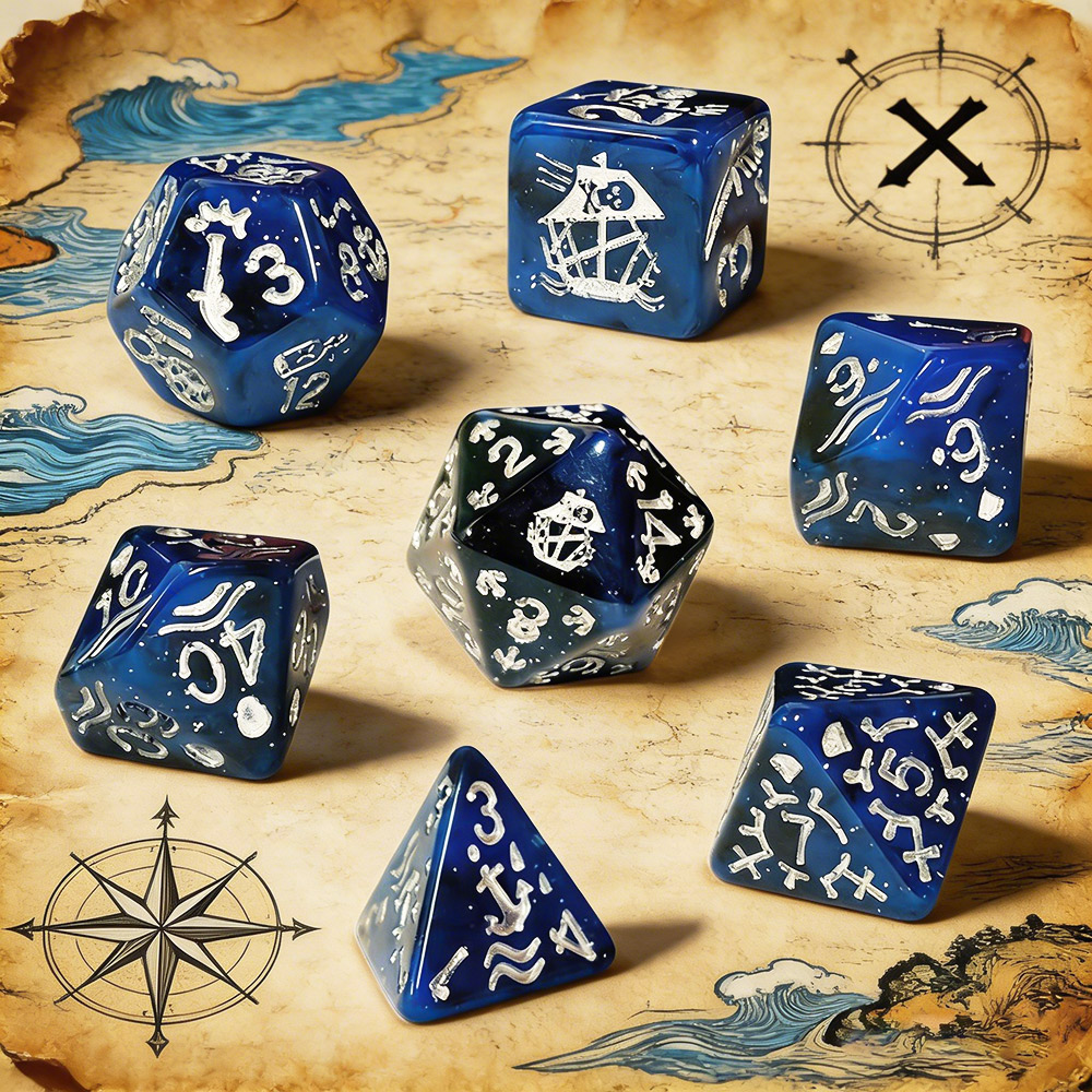 7개/세트 해적 항해 테마 주사위 세트, TTRPG 보 - Board Game Pirates 리뷰 및 가격